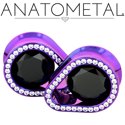 anatometal:7/8” Super Teardrop Eyelets in ASTM F-136 titanium, anodized blurple with CZ and Black CZ