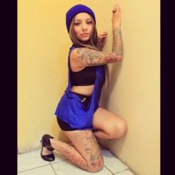 eliona-suicide:  By @annam0lly_ #suicidegirls #suicidegirlschile #eliona #blondhair #tattoos #tattooed #inkedgirls #chileanbeauty #chestpiece #colors #inkedgirls #longhair #blue 