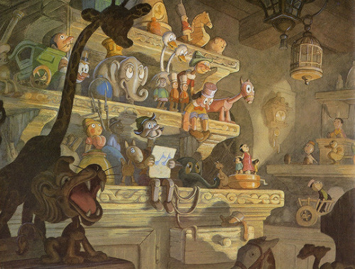 thewaltcrew:Background art for Pinocchio by Claude Coatsphoto sources in captions