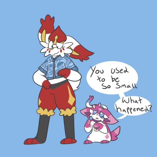 Baby Sam and January.When Sam was a Scorbunny, he had a rain coat and some boots that he quickly gre