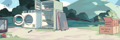 A selection of Backgrounds from the Steven Universe episode: Space Race Art Direction: Elle Michalka Design: Steven Sugar, Emily Walus, Sam Bosma Paint: Amanda Winterstein, Jasmin Lai