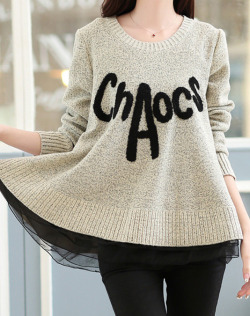 stylelist-tidebuy:  Round Neck Letter-Embroidered Two-Piece Knitwear