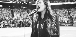 blackwato:  Demi Lovato Singing the National Anthem at the World Series. - 2011 