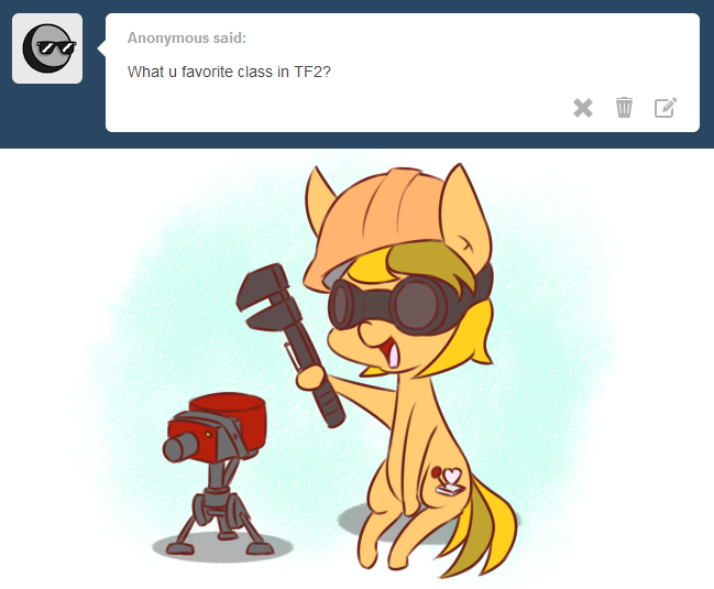 ask-gamer-pony:  Engineer! .3.  Engy love! &lt;3
