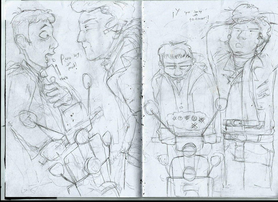 Mods vs rockers, first bits of a comic strip in process. Quadrophenia (one of my