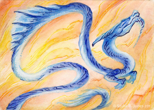 &ldquo;Blue Banner&rdquo;, 2.5&quot; x 3.5&quot;. The original gesture for this piec