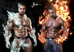 jordenarts:  Iceman VS Human-torch(art by Jorden) ;))