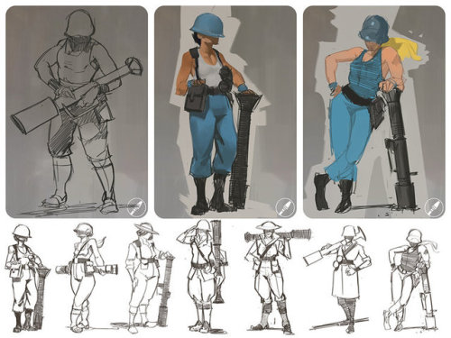 kritzkast: Female Team Fortress 2 Classes Were Almost Official Valve artist Drew Wolf has released a new website, which contains a variety of concept artwork from Valve games such as Dota 2 and Team Fortress 2. One of these sets of concept art found