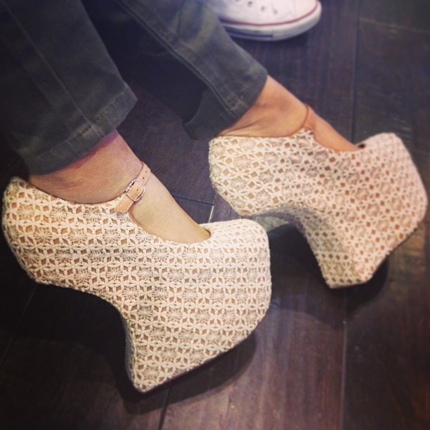 raybabyray:  Trying on some JeffCam. Want! #jeffreycampbell #2die4fashion #boutique