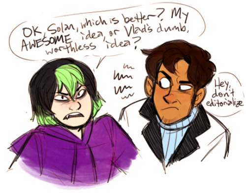 Doodles from a messy sketch session during which I realize Solan has slowly been turning into more a