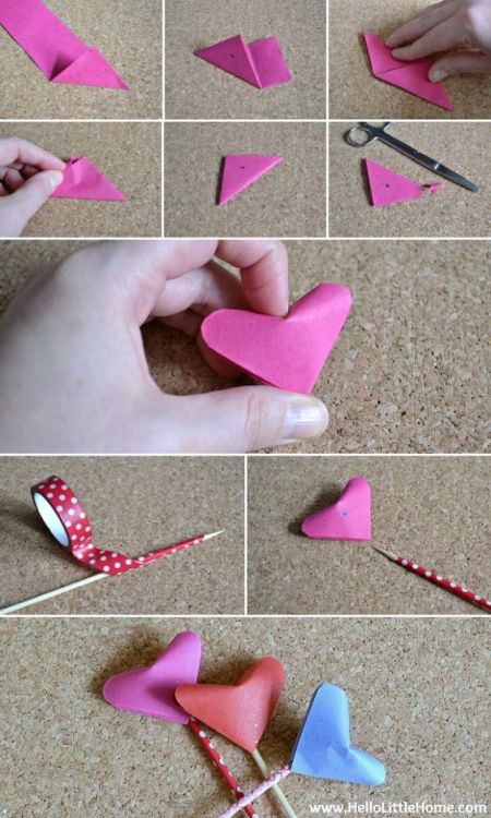 DIY ORIGAMI PUFFY HEART BOUQUET from www.hellolittlehome.com