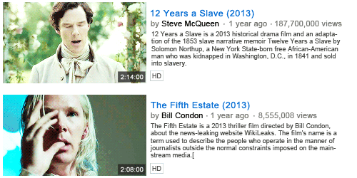 twhiddlestom:  Benedict Cumberbatch - Filmography (insp) 