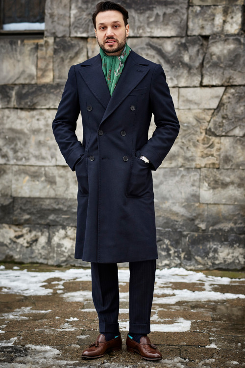 Zaremba Bespoke Polo Coat made with Caccioppoli fabric