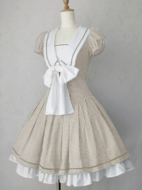 heckyeahlolitafashion:  Victorian MaidenGingham Marine Ribbon Dress 