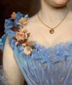 the-garden-of-delights:  “Portrait of a Lady in a Blue Dress” (1893) (detail) by Anton Ebert (1845-1896).