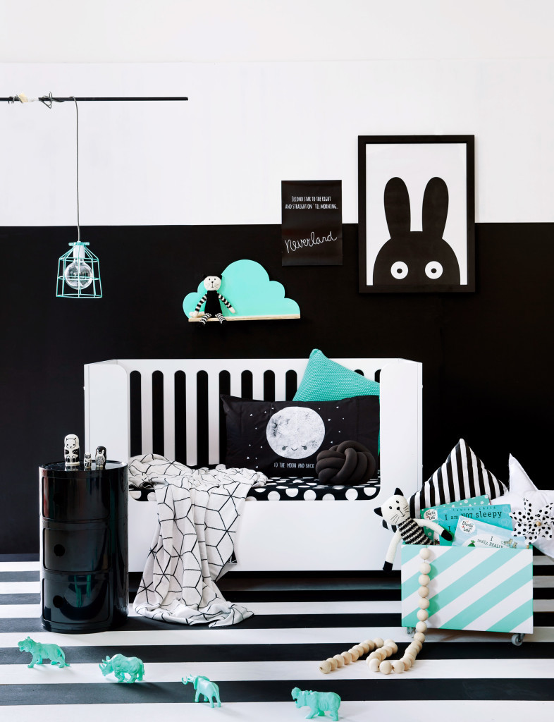 monochrome children's bedroom