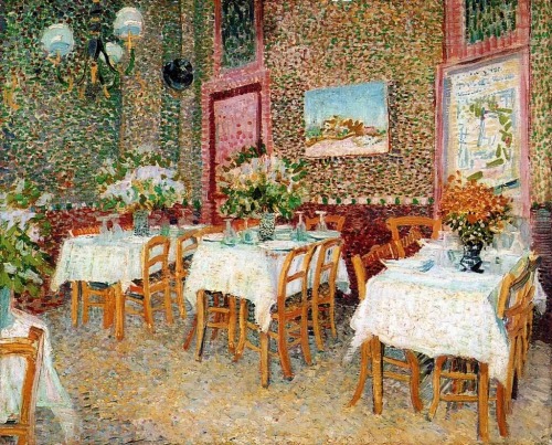 earth-co: #VanGogh of the Day: Interior of a Restaurant, June-July 1887. Oil on canvas, 46 x 57 cm. 