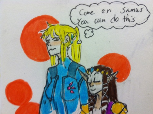 sketchhungry:Samus becomes oblivious to the world when she’s with zeldaFor anonymous