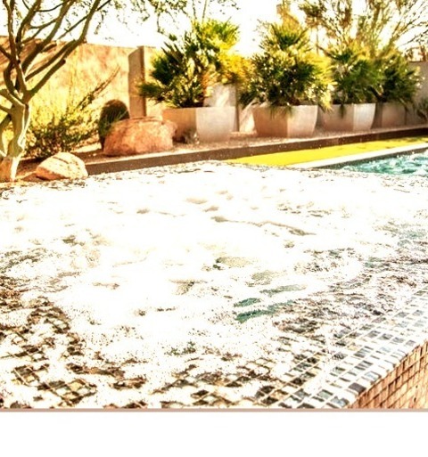 Infinity PoolImage Of A Rectangular Infinity Hot Tub And Medium-sized Minimalist Tiles In The Backyard
