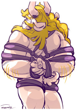 sniggysmut:  Asgore in shibari.This was a Patreon request.