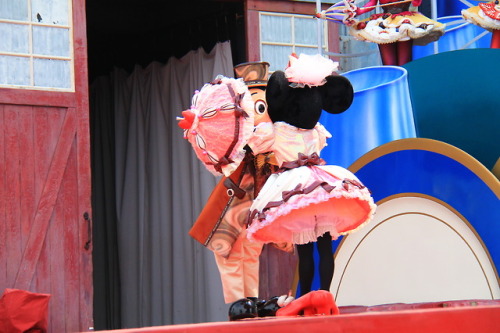 Mickey and Minnie Mouse on A Table is Waiting