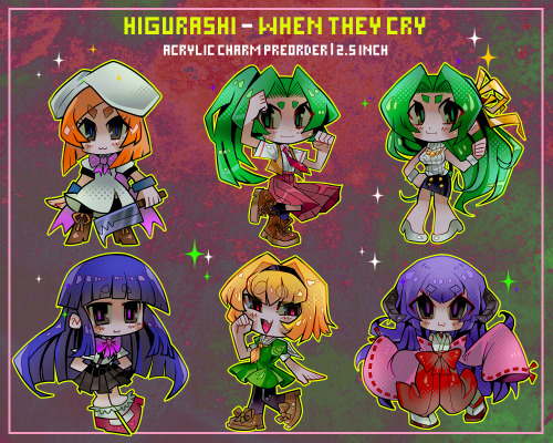  New ! Higurashi Girls acrylic charms now up for preorder until October 25th !   Link: etsy.com/shop