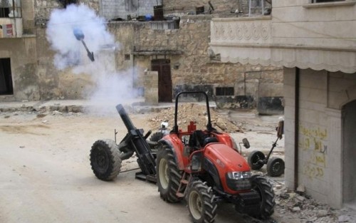 Tractor towed mortar, Syrian Civil War