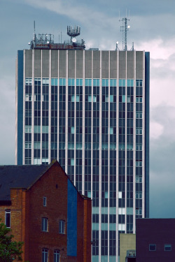 scavengedluxury:Cardinal Telephone Exchange Tower. Leicester, April 2017. 