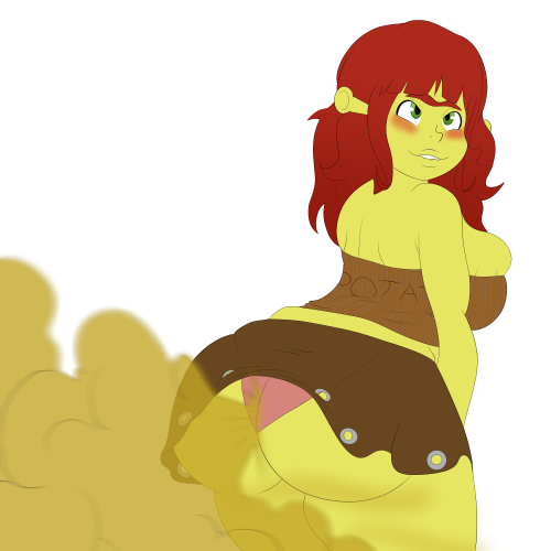 An anonymous flat color commission of the commissioner&rsquo;s OC, a Shrek-like ogre farting and