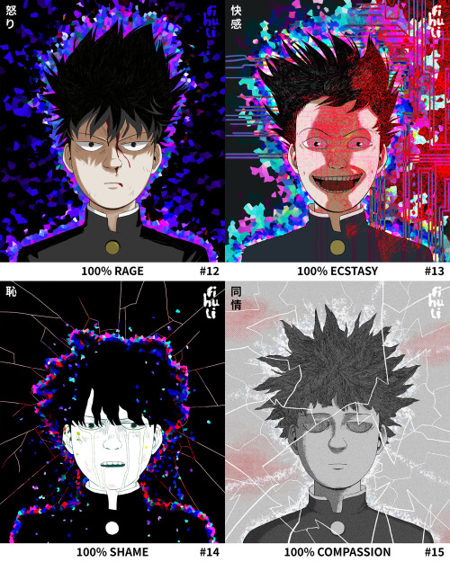 zivazivc: MOB PSYCHO 100 EXPLOSION SERIES A series of portraits of all of the explosions from Mob Ps