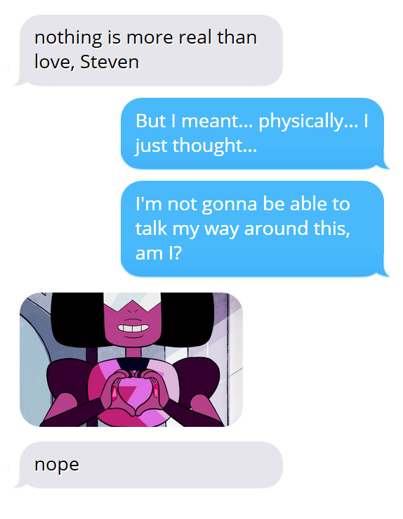 Steven tries to get deep, but Garnet goes deeper. THERE’S NO WAY AROUND LOVE, STEVEN