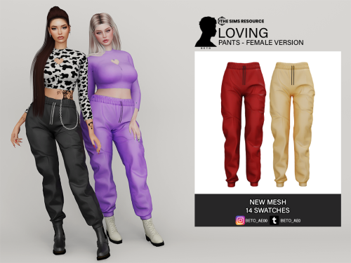 beto-ae0: Loving (Top)  - 13 colors- New Mesh- All Lods- All maps DOWNLOAD IN TSR Loving (Pants)  - 