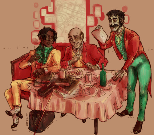 apfelstrudelzdrawz:Joly, Bossuet & Grantaire for twofrontteethstillcrooked (tysm, this comm was 