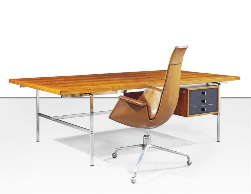 Jørgen Kastholm & Preben Fabricius, executive desk and Tulip chair, 1965. Made by Kill Internati