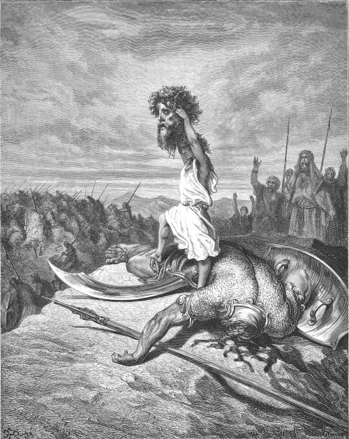 kirgiakos: Biblical Illustration by Gustave Doré - “David hoists the severed head of Goliath”  (Fr