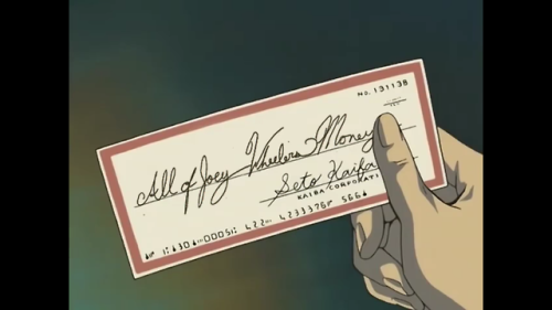 kisarabewd:The check that Seto Kaiba writes for the car in season 4. Screenshot from the newest epis