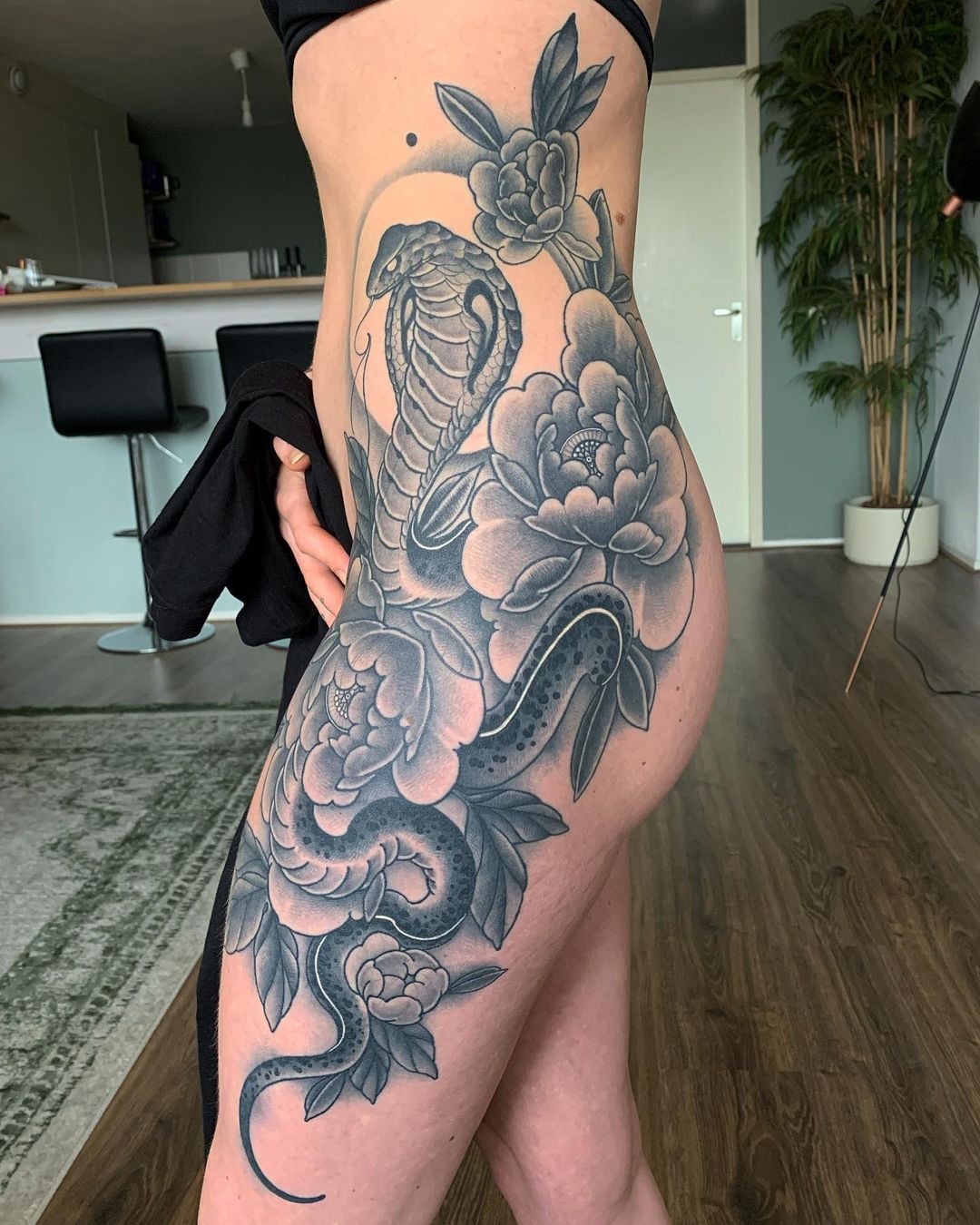 Tattoo uploaded by Megan Rae  Snake and floral design   Tattoodo