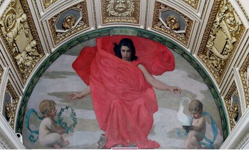 the-paintrist:Edward Simmons - Mural depicting the muse Melpomene (Tragedy) - 1896First Fl