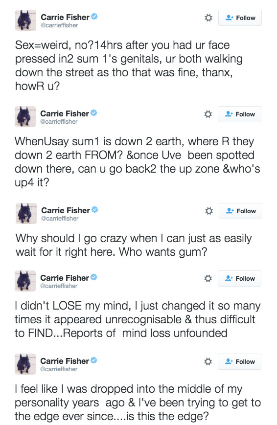 refinery29: These Carrie Fisher tweets and quotes prove that she was brilliant and