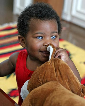 Black babies with blue eyes