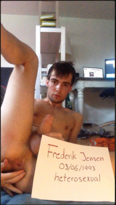 parisiangayperv:  exposureandexibitionism:    Frederik JENSEN from Copenhagen, Denmark, opening his asshole for my blog. I wonder what his girlfriend would say if she knew that he does naked full name exposure on the internet?  Mighty heterosexual of