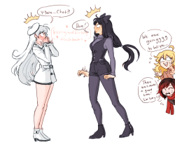 dashingicecream:  do y’all remember miraculous!au……………. i do this is weiss and blake finally finding out their secret identities and the series of events that follow (click images for full-view) 