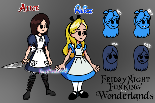 Alice and Alice FNF style (concept idea) Alice from Alice madness returnAlice from Disney class