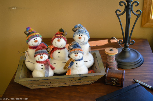 Bear Creek Snowmen needle felted by Teresa Perleberg