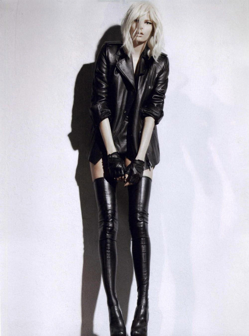 designerleather: Hana Soukupova for Flair Italy - Blumarine jacket - DSquared2 spine heel boots - Re