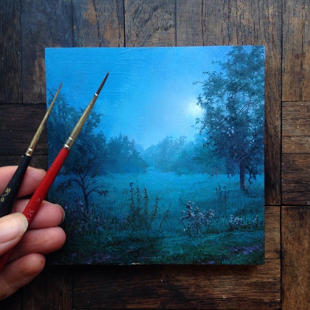 Miniature hyperrealistic paintings by Dina Brodsky Instagram // Prints // Webpage