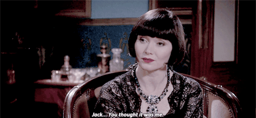 selflessbellamy:best of phryne and jack (18/?)“Well, I’m still here…”“Not thanks to your driving.”#t