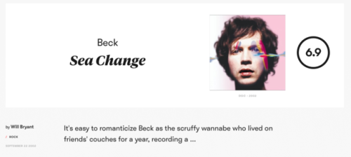 isitbetterthanemotion: Is it better than E•MO•TION?: Beck: Sea Change Pitchfork rating for
