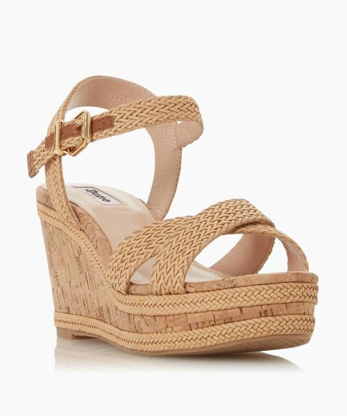 gasstyle: # Dune London - Kelisa - Natural Braided Upper High Wedge Heel Sandal