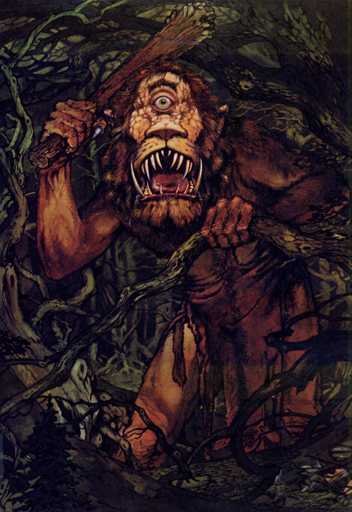 Cyclops from David Larkin’s Giants, illustrated by Julek Heller, Carolyn Scrace, and Juan Wijngaard 